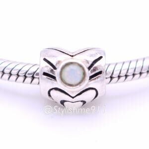 Authentic Chamilia Heart June Moonstone Birthstone Charm